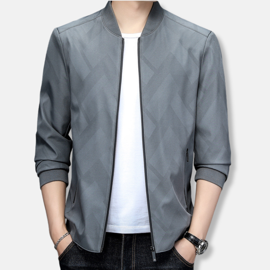 Men’s Jacket – Slim Fit – Baseball Collar – Ribbed Trim – Lightweight