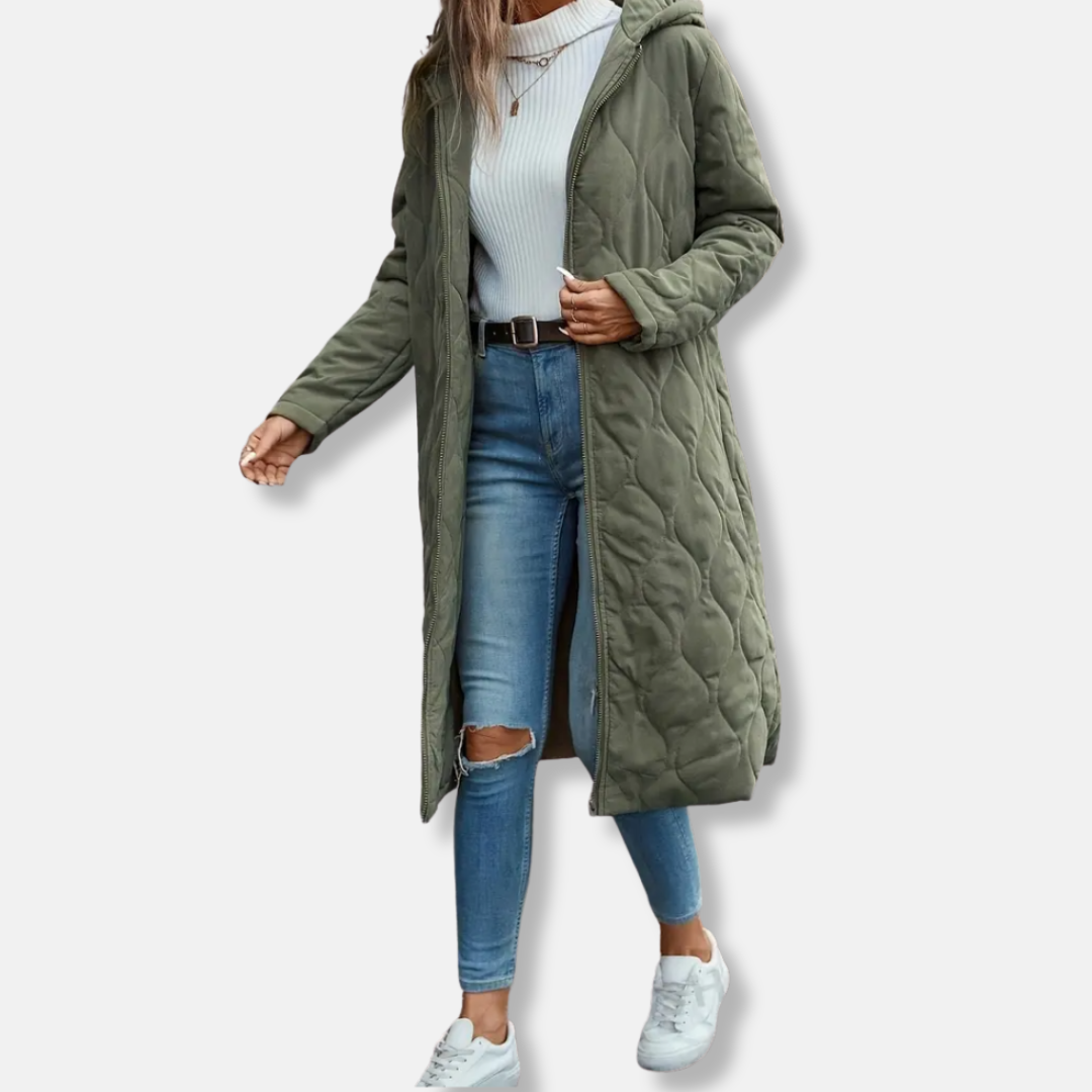 Francesca Quilted Coat | Relaxed Hooded Coat