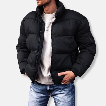 Leo Relaxed Fit Puffer Jacket | High Collar Quilted Hip-Length Puffer Jacket