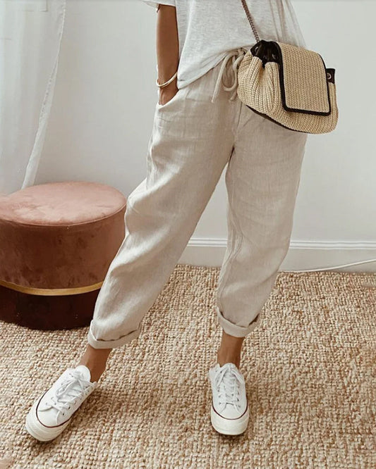 Women’s Full-Length Pants – Relaxed Fit – Breathable Fabric – Drawstring Waistband