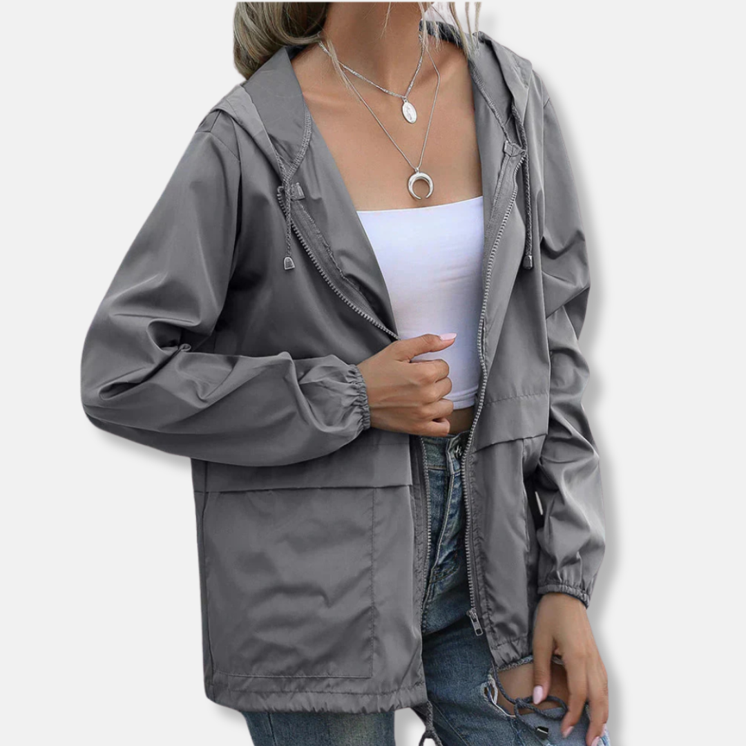 Women’s Hooded Jacket – Lightweight Woven Fabric – Relaxed Fit – Zip Front Casual Layer