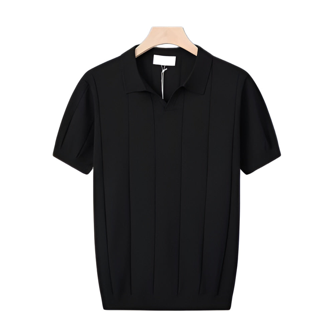 Oliver Ribbed Collared V-Neck Polo Shirt | Regular Fit Short Sleeve Polo Shirt