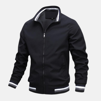 Men’s Jacket – Lightweight Regular Fit – Stand Collar – Ribbed Hem and Cuffs – Zip Front