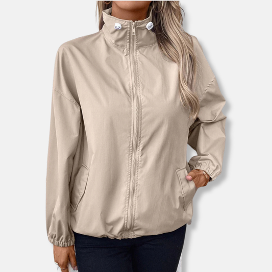 Women’s Jacket – Relaxed Fit – Windproof Water-Resistant – Zipper Front with Pockets