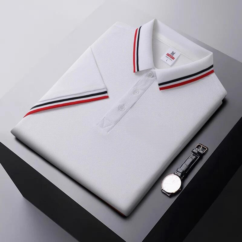 Men’s Polo Shirt – Regular Fit – Breathable Blend – Striped Collar Casual Style