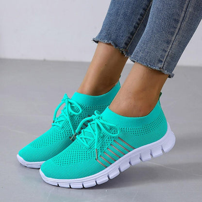 Women’s Sneakers – Breathable Mesh – Sock-Like Fit – Cushioned Sole – Lace-Up Design