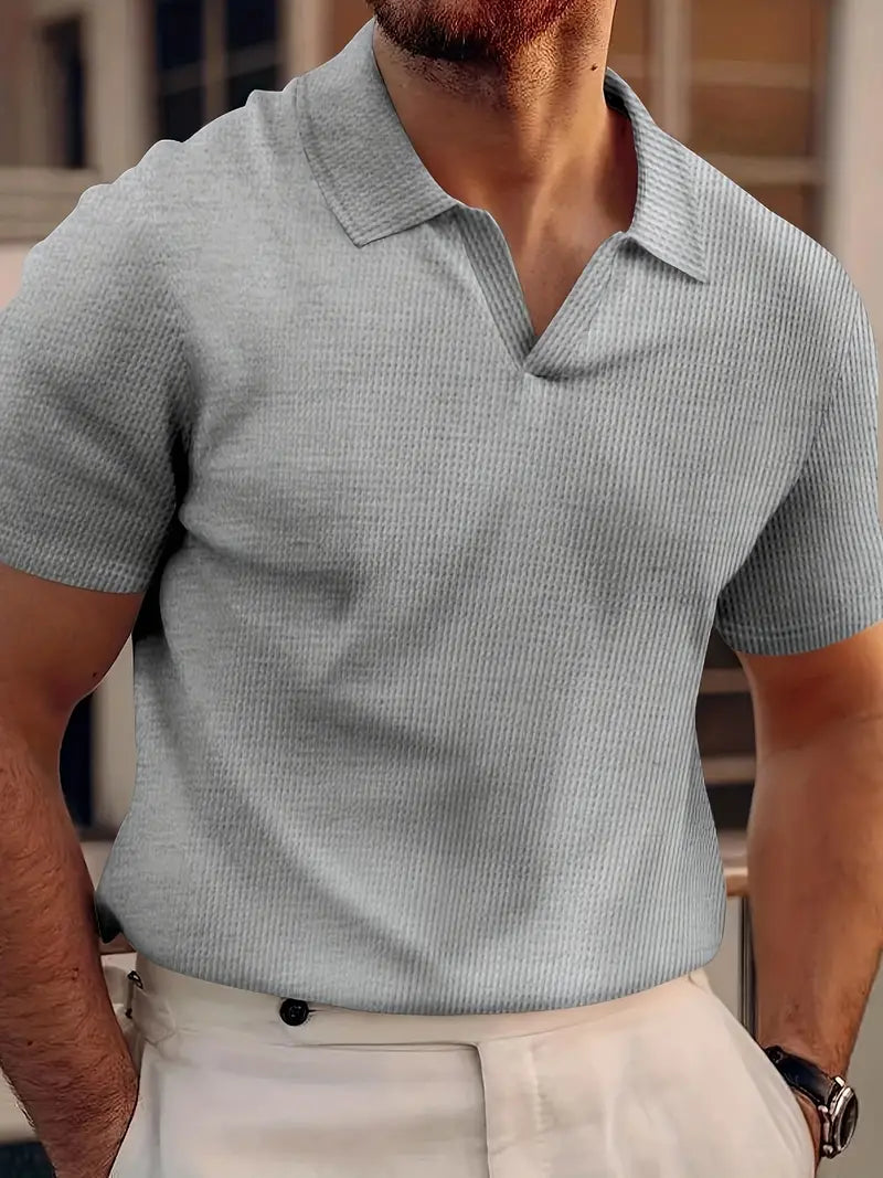 Men’s Polo Shirt – Breathable Blend – Classic Fit – Ribbed Texture – Short Sleeve