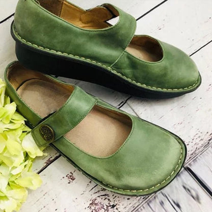 Women’s Formal Shoes – Leather Look – Rounded Toe – Supportive Sole – Strap Closure