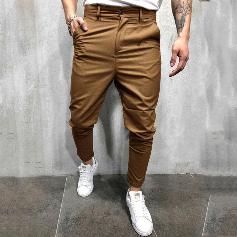 Men’s Tapered Pants – Relaxed Fit – Elastic Waist – Lightweight Cotton – Front Pockets