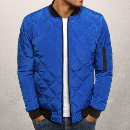 Men’s Bomber Jacket – Quilted Design – Wind Resistant – Zipper Closure – Ribbed Trim