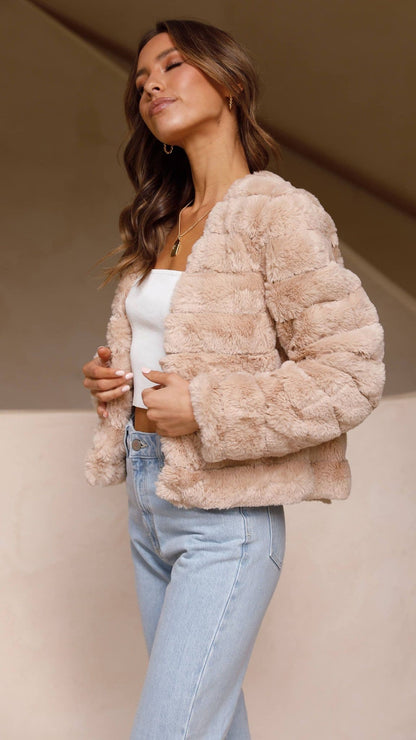 Women’s Crop Jacket – Quilted Texture – Open Front – Structured Fit