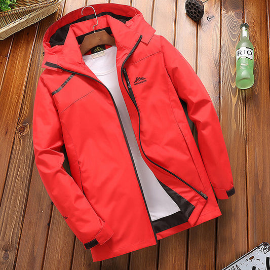 Men’s Rain Jacket – Regular Fit – Waterproof Hooded – Windproof Zip Front – Sealed Seams