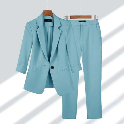 Women’s Suit Set – Tailored Fit Blazer & Trousers – Single Button – Formal Wear