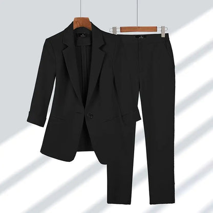 Women’s Suit Set – Tailored Fit Blazer & Trousers – Single Button – Formal Wear