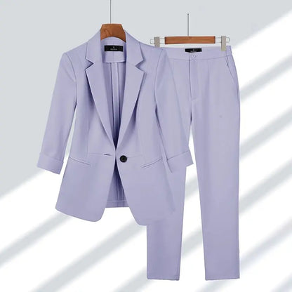 Women’s Suit Set – Tailored Fit Blazer & Trousers – Single Button – Formal Wear