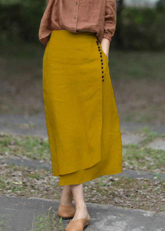 Women’s A-Line Skirt – Asymmetrical Layered Design – Elastic Waist – Cotton Blend – Midi Length