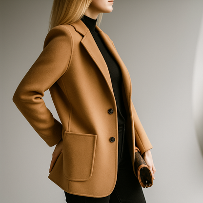 Isla Relaxed Fit Blazer | Button Front Patch Pockets Blazer