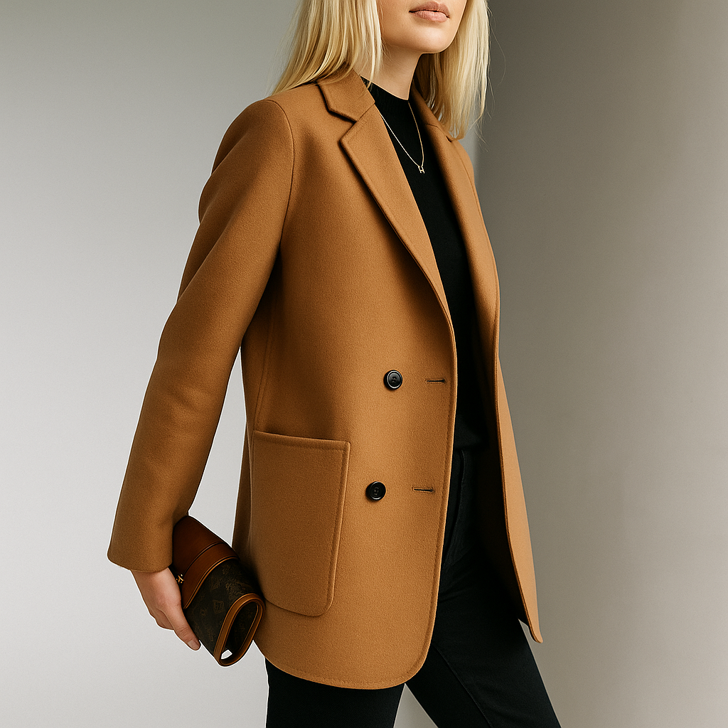 Isla Relaxed Fit Blazer | Button Front Patch Pockets Blazer