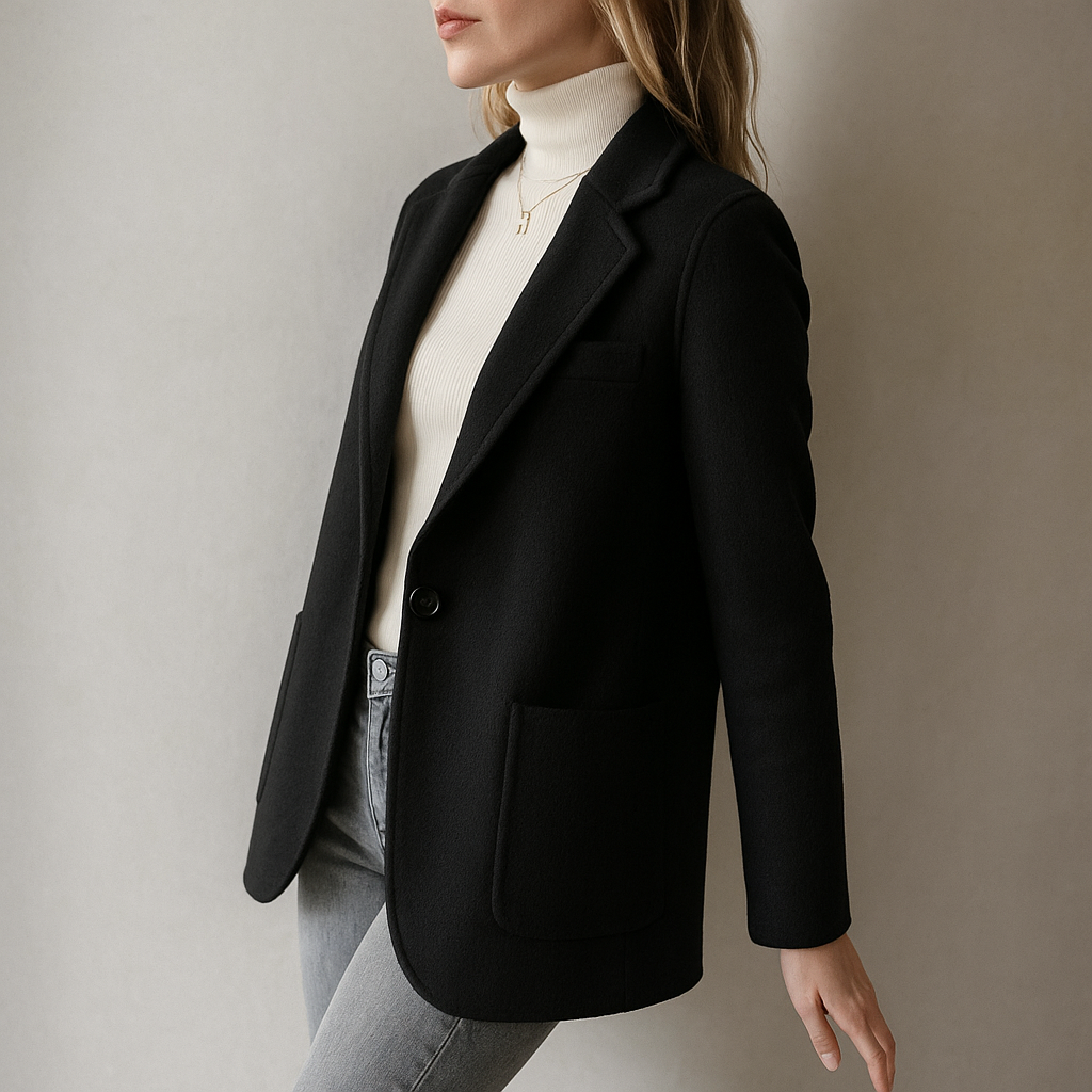 Isla Relaxed Fit Blazer | Button Front Patch Pockets Blazer