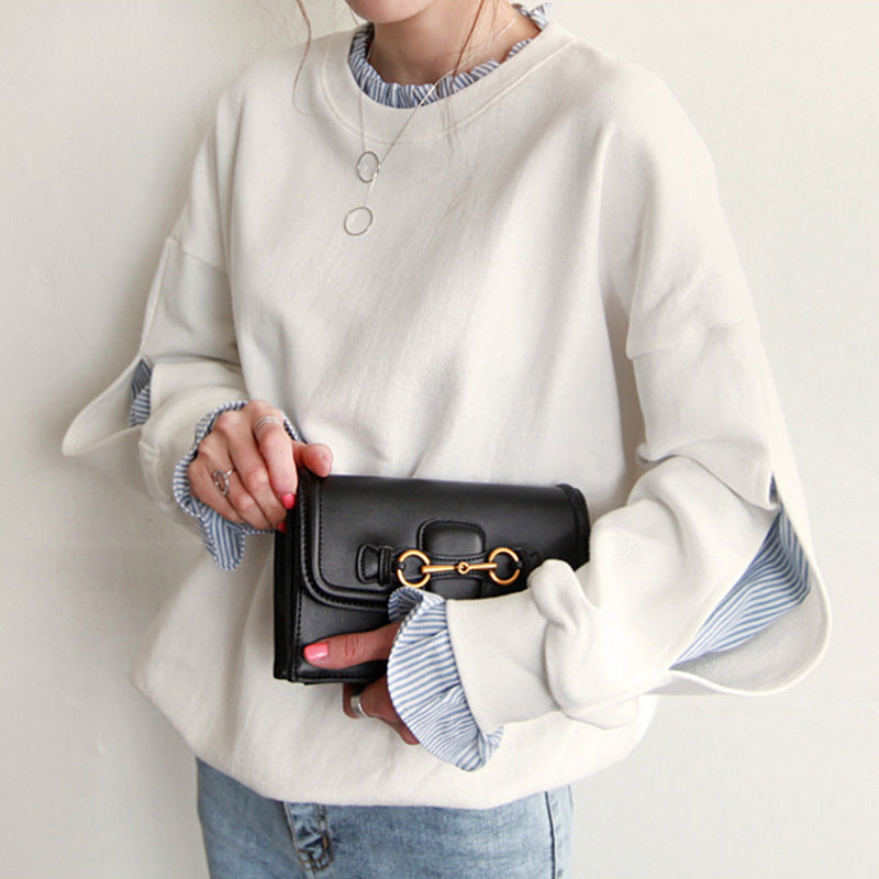 Women’s Sweatshirt – Oversized Fit – Lightweight Cotton – Crew Neck – Ruffle Trim