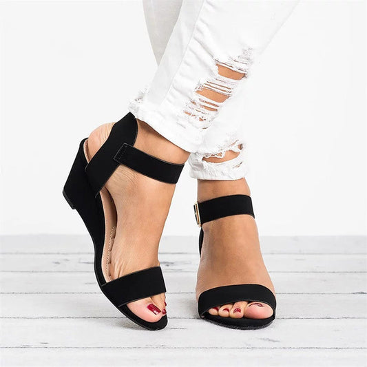 Women’s Wedge Sandals – Open Toe – Adjustable Strap – Casual Style