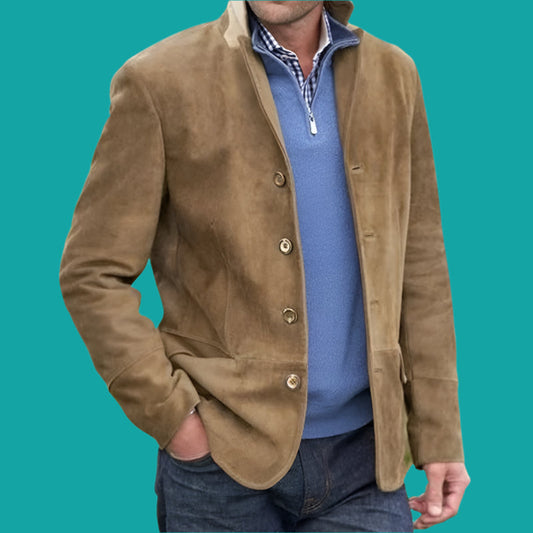 Men’s Jacket – Regular Fit – Soft Textured Finish – Stand Collar – Front Pockets