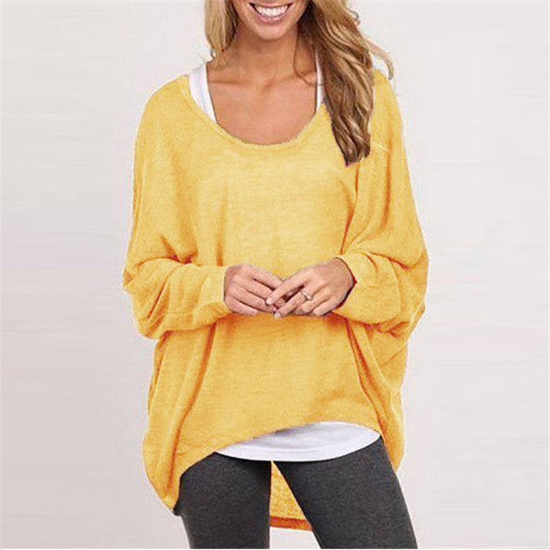 Women’s Knit Sweater – Oversized Fit – Tunic Length – Dropped Shoulder Long Sleeve