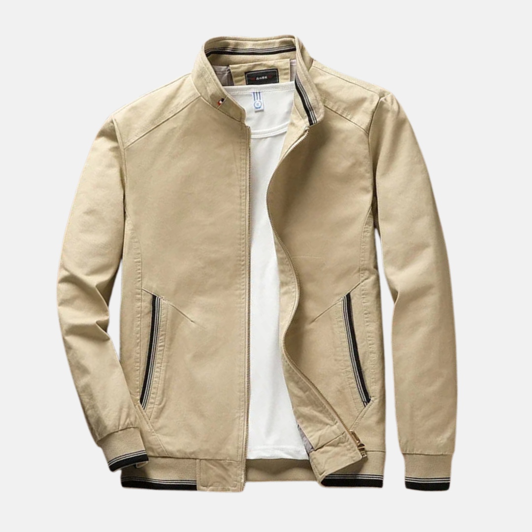 Men’s Bomber Jacket – Structured Fit – Zipper Front – Ribbed Hem & Cuffs