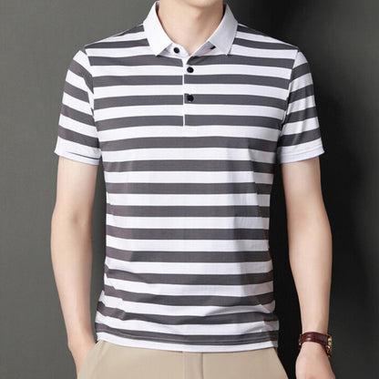 Men’s Polo Shirt – Slim Fit – Soft Knit – Short Sleeve – Striped Casual Wear