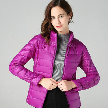 Women’s Quilted Jacket – Slim Fit – Waterproof – High Collar – Hip Length