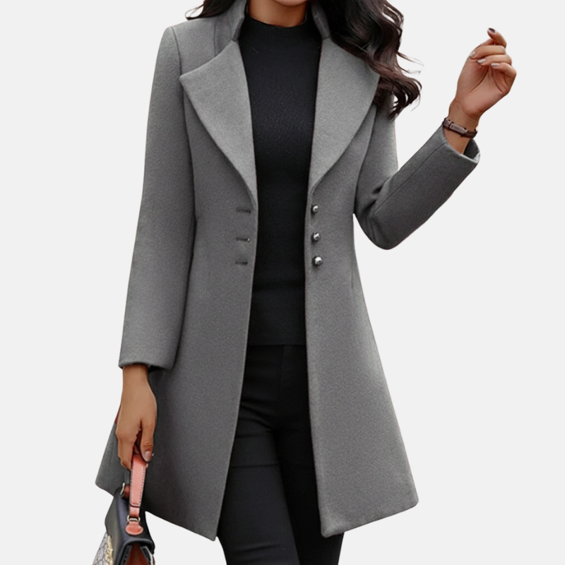 Charlotte Wool Tailored Coat | Notched Lapel Slim Fit Coat