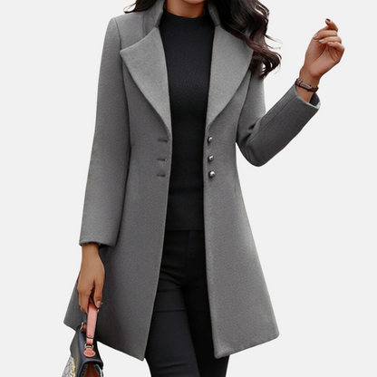 Charlotte Wool Tailored Coat | Notched Lapel Slim Fit Coat