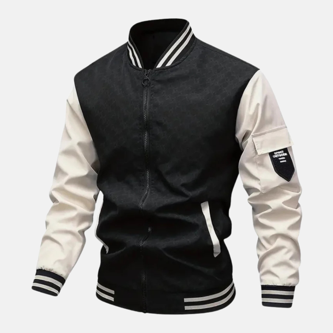 Men’s Bomber Jacket – Standard Fit – Ribbed Trim – Sleeve Pocket