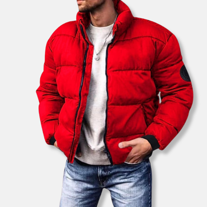 Leo Relaxed Fit Puffer Jacket | High Collar Quilted Hip-Length Puffer Jacket