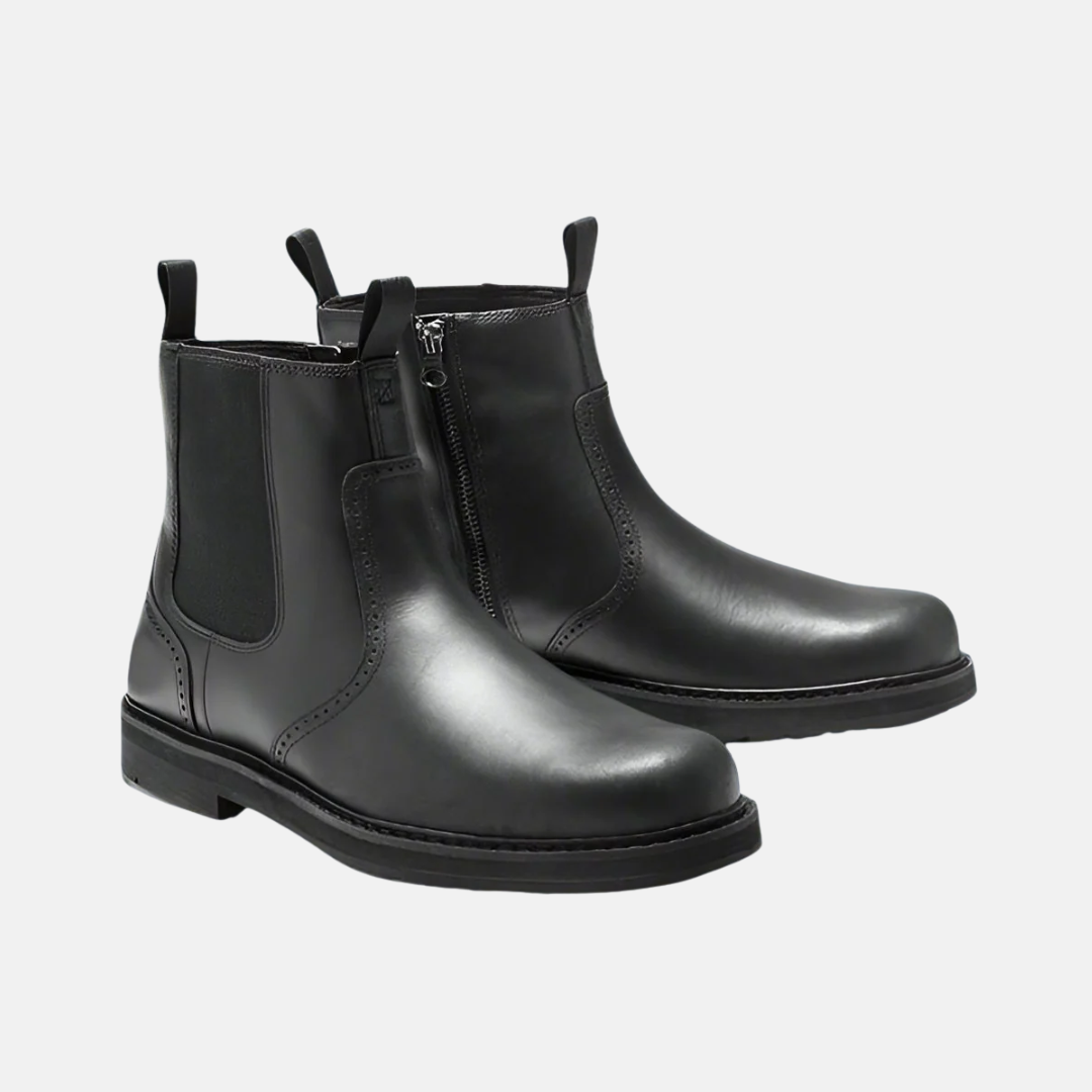 Men’s Chelsea Boots – Streamlined Fit – Leather Feel – Elastic Sides – Rubber Sole