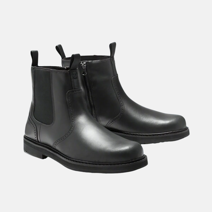 Men’s Chelsea Boots – Streamlined Fit – Leather Feel – Elastic Sides – Rubber Sole