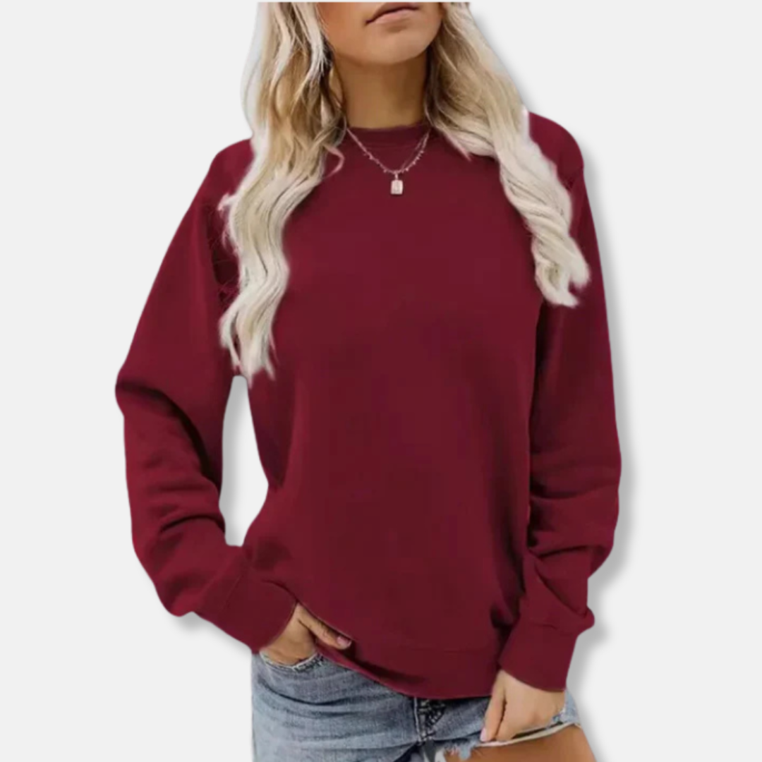 Women’s Crewneck Sweatshirt – Relaxed Fit – Cotton Knit – Ribbed Trim – Casual Wear