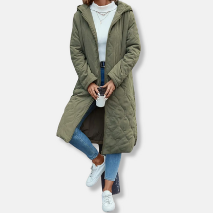 Francesca Quilted Coat | Relaxed Hooded Coat
