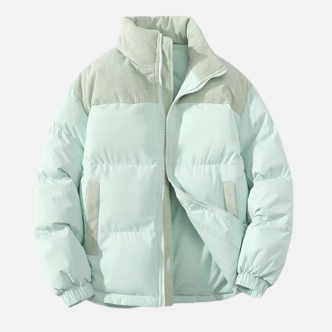 Charles Quilted Puffer Jacket | Ribbed Color Block Jacket