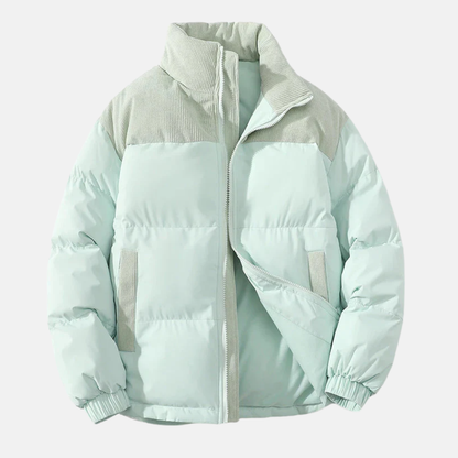 Charles Quilted Puffer Jacket | Ribbed Color Block Jacket