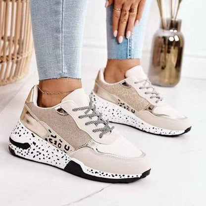 Women’s Sneakers – Chunky Sole – Breathable Mesh – Lace-Up – Reflective Accents