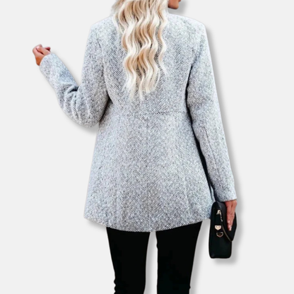 Women’s Tweed Jacket – Tailored Fit – Classic Lapel – Hip Length Open Front