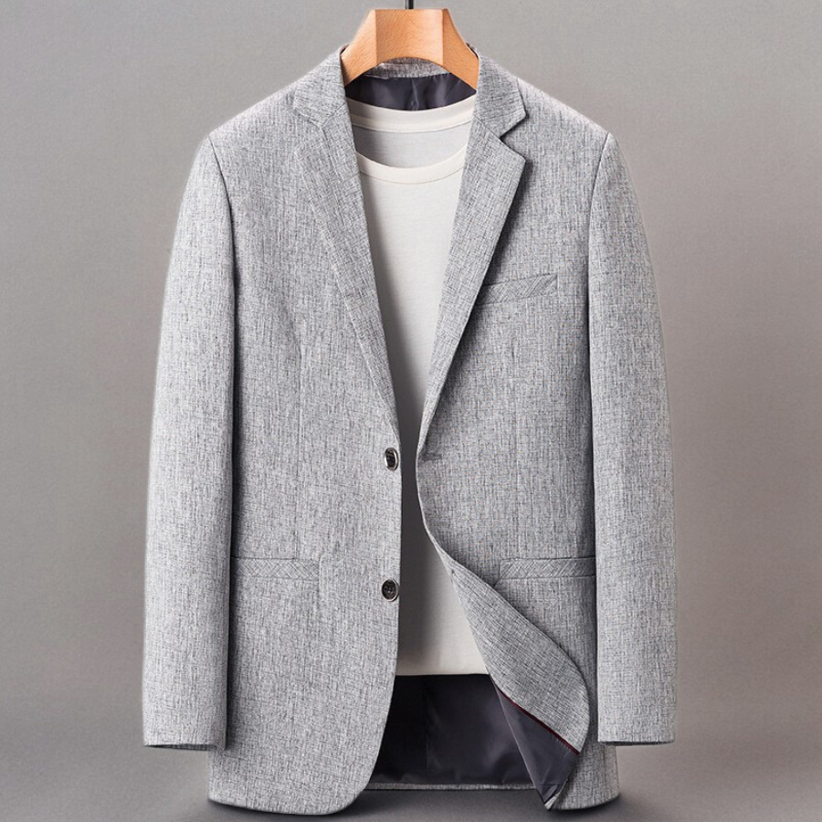 Men’s Blazer – Structured Fit – Wool Blend – Notch Lapel – Two-Button Closure