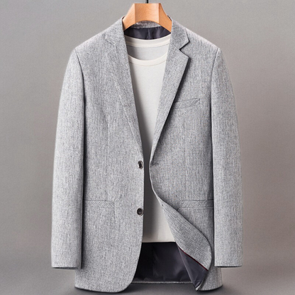 Men’s Blazer – Structured Fit – Wool Blend – Notch Lapel – Two-Button Closure