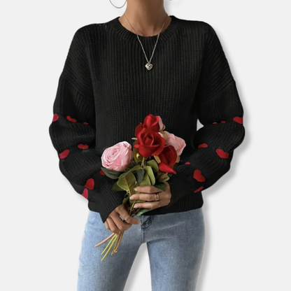 Amelia Cotton Ribbed Pullover Sweater | Loose Fit Bell Sleeve Sweater