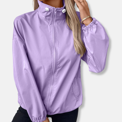 Women’s Jacket – Relaxed Fit – Windproof Water-Resistant – Zipper Front with Pockets