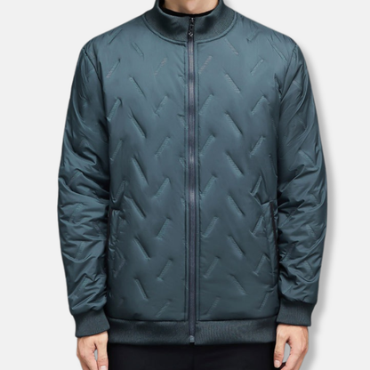 Samuel Quilted Geometric Puffer Jacket | Stand Collar Full-Zip Jacket