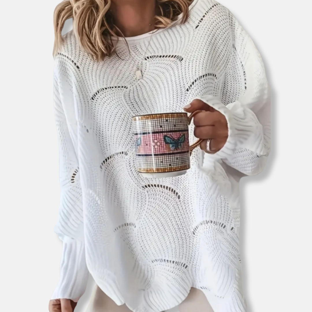 Grace Cotton Blend Oversized Pullover Sweater | Crewneck Tunic Sweater
