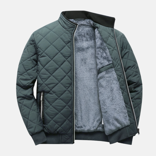 Men’s Bomber Jacket – Quilted Padded Design – Soft Lining – Ribbed Trim – Zip Closure