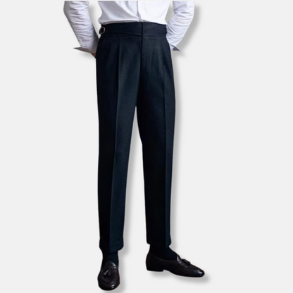 Men’s Dress Pants – Wool Blend – High Waist – Pleated Front – Tailored Straight Leg